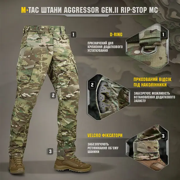 14 - Штани M-Tac Aggressor Gen.II ріп-стоп. Мультикам