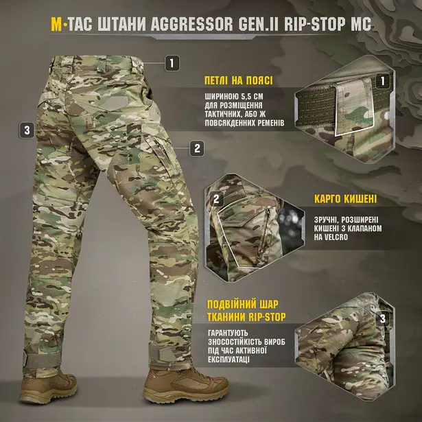 13 - Штани M-Tac Aggressor Gen.II ріп-стоп. Мультикам