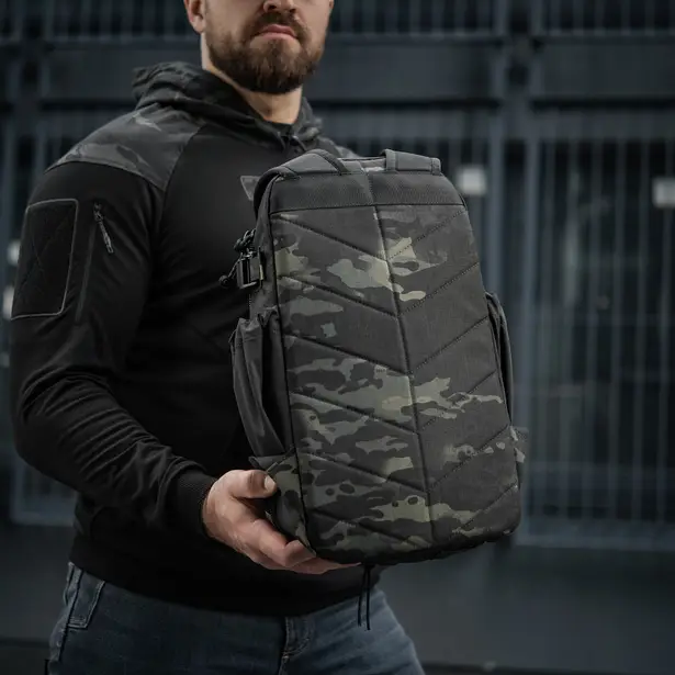 5 - Тактичний рюкзак M-Tac Sturm Elite з ергономічними лямками. Чорний мультикам