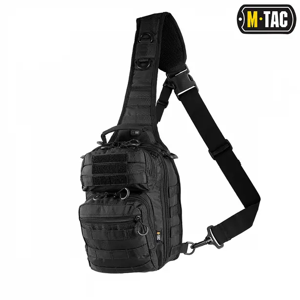 1 - Тактична сумка через плече M-Tac Urban Line City Hunter Hexagon. Чорний