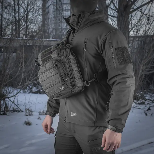 8 - Тактична сумка через плече M-Tac Urban Line City Hunter Hexagon. Чорний