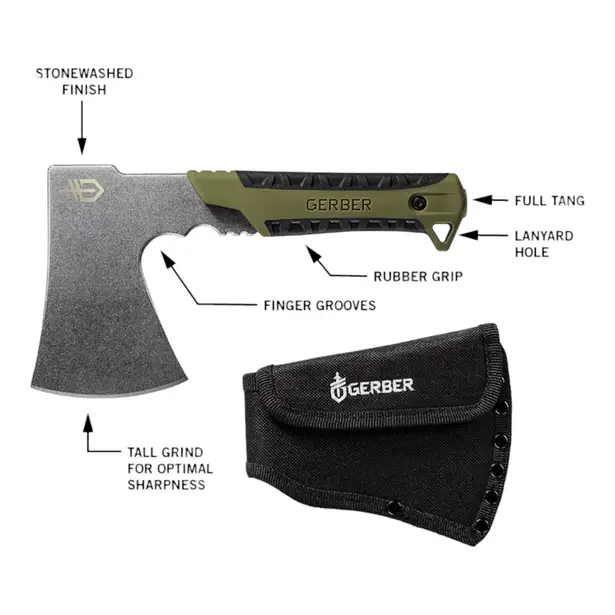 2 - Тактический топор Gerber A-291. Черно-оливковый