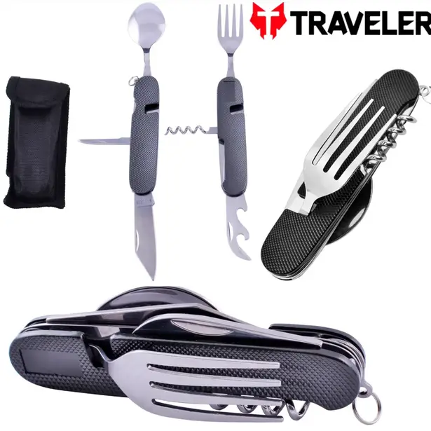 3 - Мультитул зі столовими приборами Traveler A106. Чорний