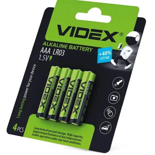 1 - Батарейка Videx LR03/AAA , шт
