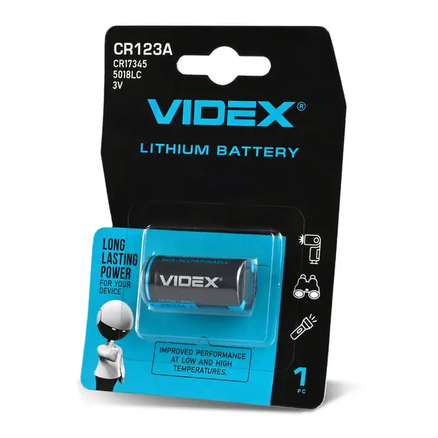 1 - Батарейка літієва Videx CR123A 1шт в блістері