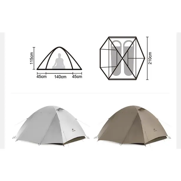 2 - Намет надлегкий двомісний Naturehike Greek Style CNK2300ZP024. Бежевий