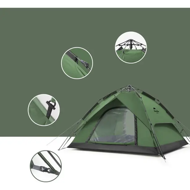 3 - Намет чотиримісний Naturehike NH21ZP008. Зелений