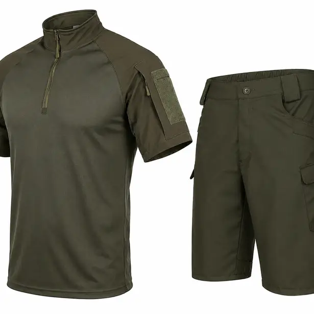 2 - Тактичний літній костюм з убаксом Combatant Raider Core короткий рукав та шортами Rip-Stop PolyCotton SPECPROM. Олива