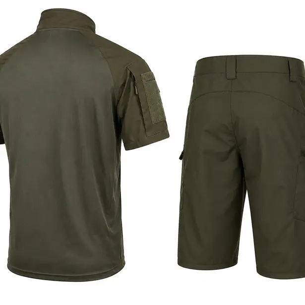 3 - Тактичний літній костюм з убаксом Combatant Raider Core короткий рукав та шортами Rip-Stop PolyCotton SPECPROM. Олива