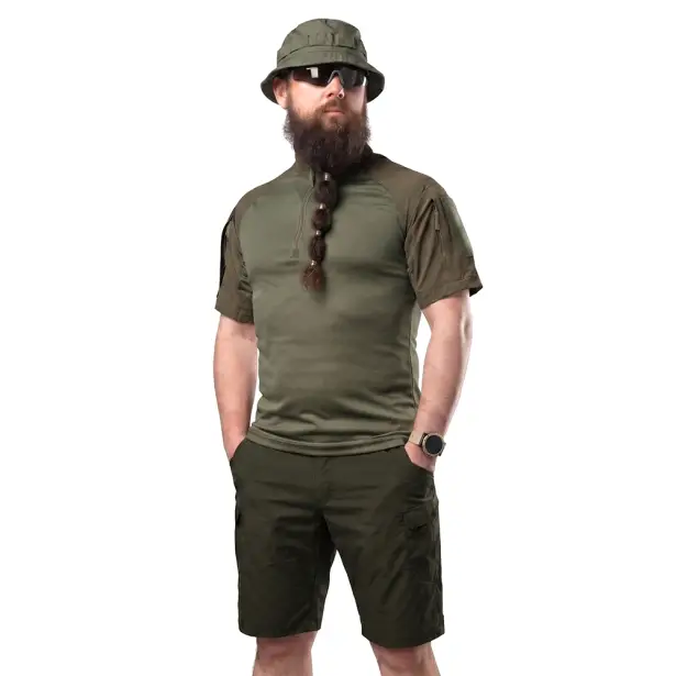 8 - Тактичний літній костюм з убаксом Combatant Raider Core короткий рукав та шортами Rip-Stop PolyCotton SPECPROM. Олива