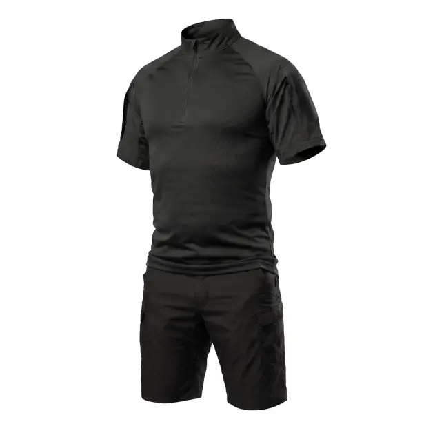 1 - Тактичний літній костюм з убаксом Combatant Raider Core короткий рукав та шортами Rip-Stop PolyCotton SPECPROM. Чорний