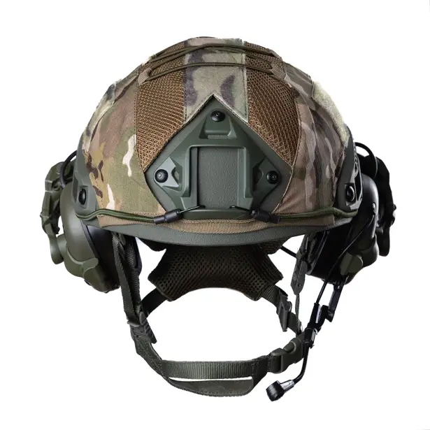 2 - Балістичний бронешолом FAST SPECPROM в кавері з навушниками Earmor M32 (X). Олива