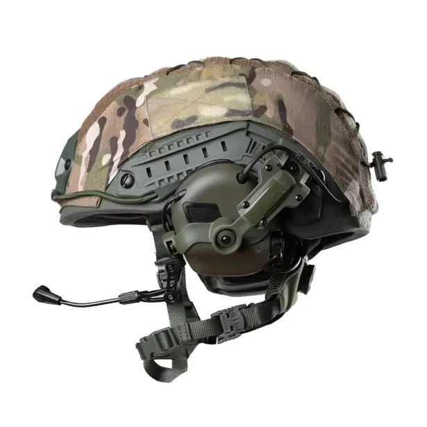 3 - Балістичний бронешолом FAST SPECPROM в кавері з навушниками Earmor M32 (X). Олива