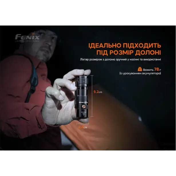 11 - Ліхтар ручний Fenix PD25R. Чорний