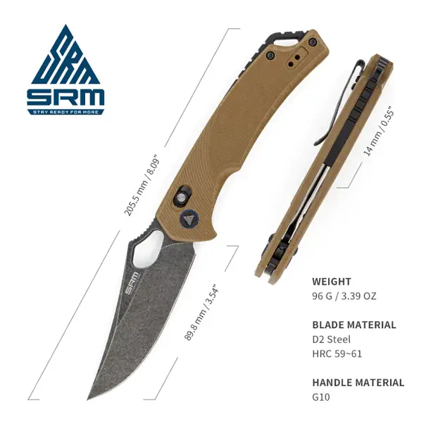 7 - Ніж складний SRM Retriever 9202-GW, коричневий