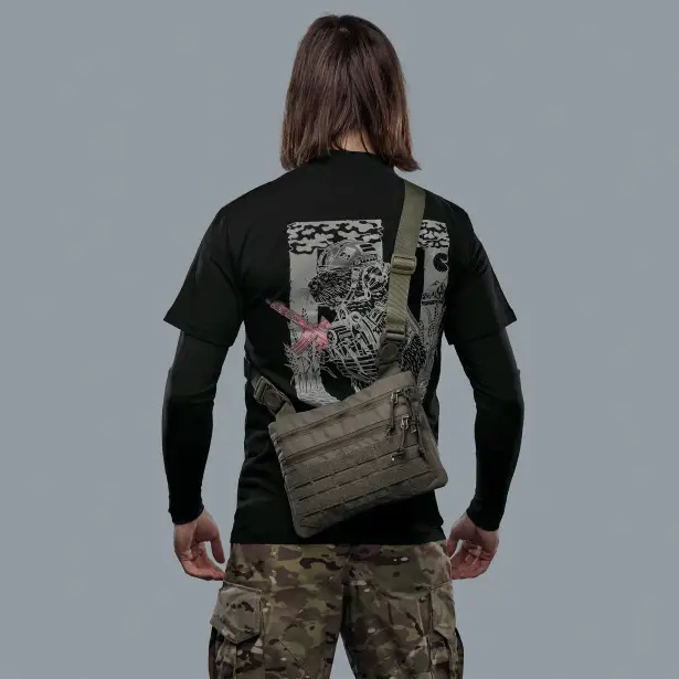 2 - Плечова однолямкова сумка. Збільшена. Cordura 1000D Олива