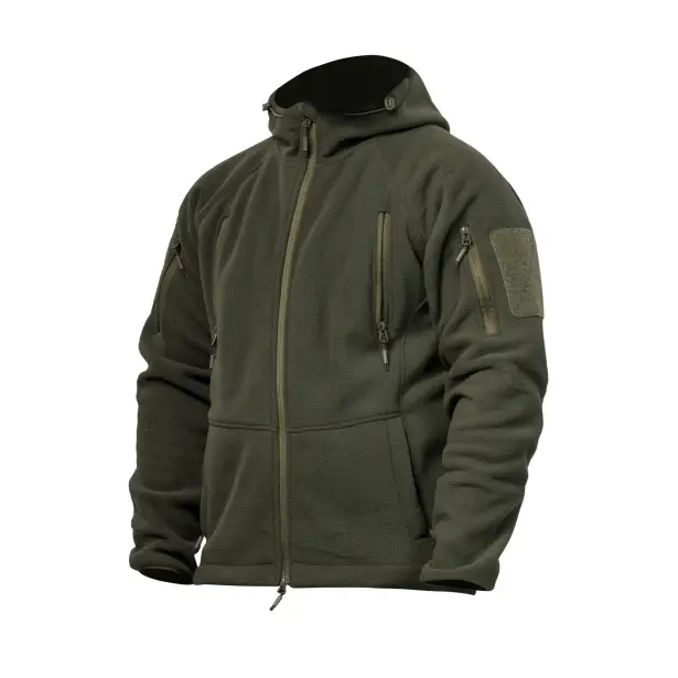 1 - Флісова тактична кофта з капюшоном. Олива. Polyester. Розмір S
