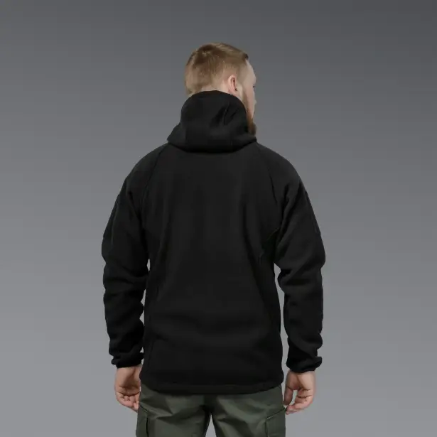 3 - Флісова тактична кофта з капюшоном. Чорна. Polyester. Розмір S