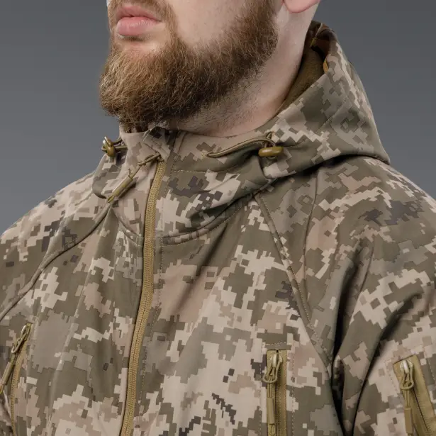 7 - Куртка тактична SoftShell APEX Flex. Осінь-Весна Піксель. Розмір XL