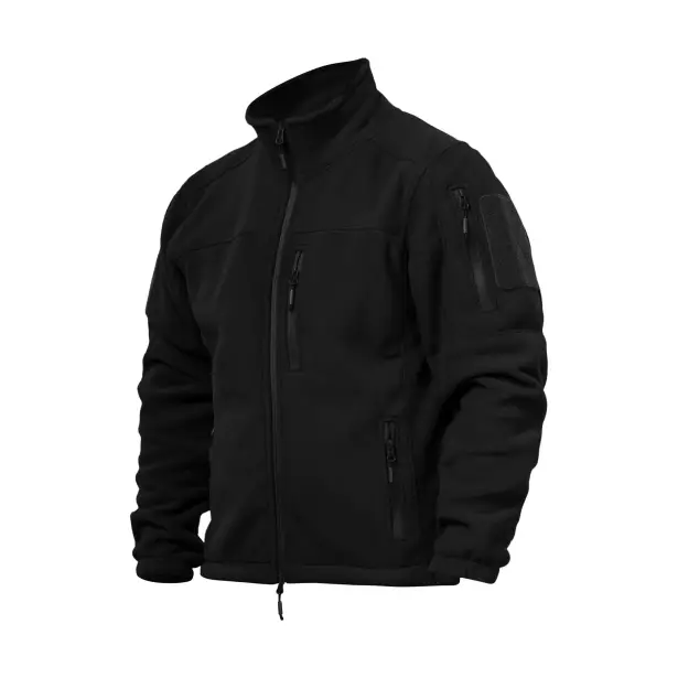 1 - Флісова тактична кофта на блискавці. Чорна. Polyester. Розмір S