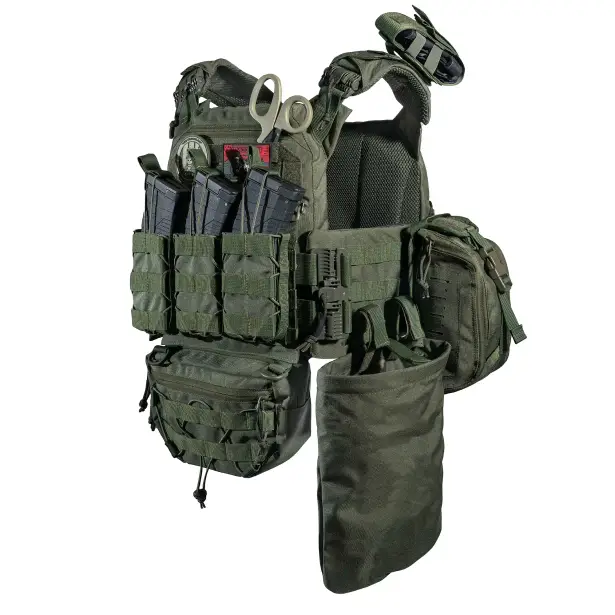 1 - Плитоноска SVAROG (Комплект 9 підсумків) з системою швидкого скидання. Molle. Колір Олива.