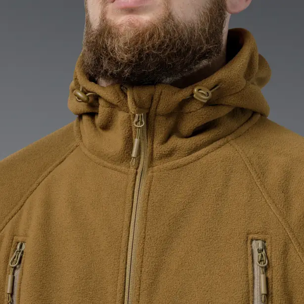 10 - Флісова тактична кофта з капюшоном. Койот. Polyester. Розмір S