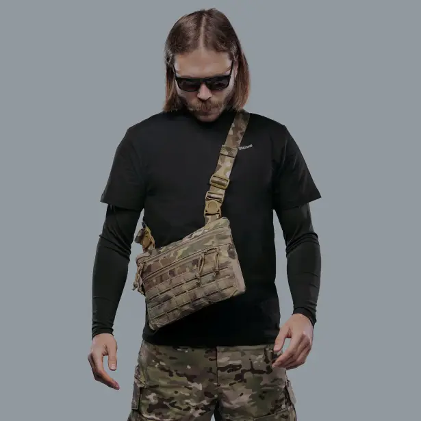 4 - Плечова однолямкова сумка. Збільшена. Cordura 1000D Мультикам