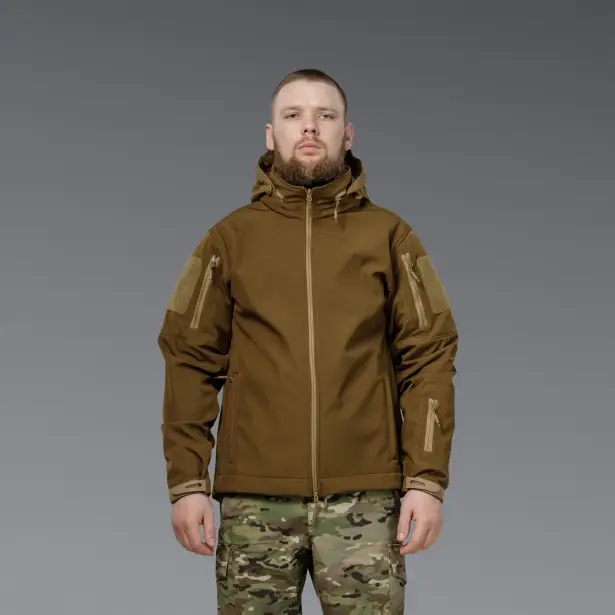 8 - Куртка тактична SoftShell APEX Shield Storm. Осінь-Весна Койот. Розмір S