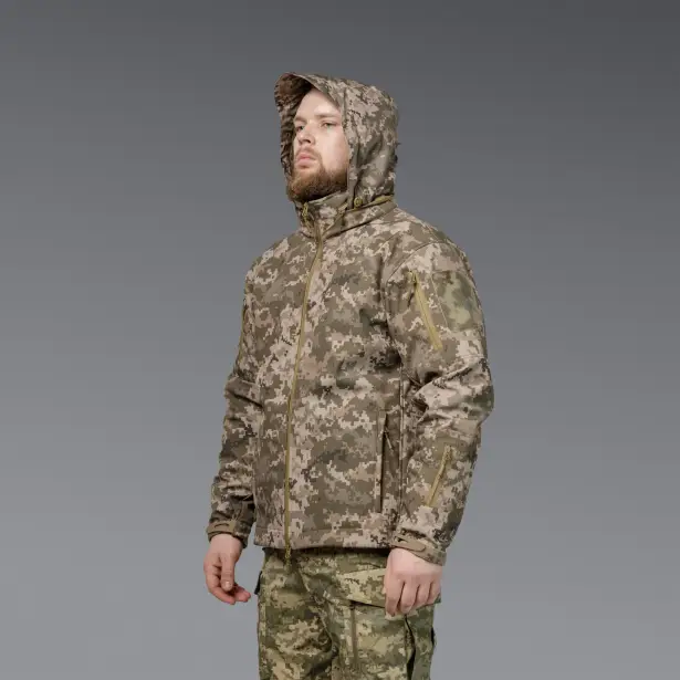 6 - Куртка тактична SoftShell APEX Shield Storm. Осінь-Весна Піксель. Розмір L