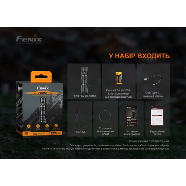 22 - Ліхтар ручний Fenix PD25R. Чорний