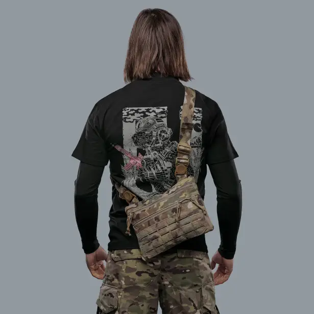 2 - Плечова однолямкова сумка. Збільшена. Cordura 1000D Мультикам