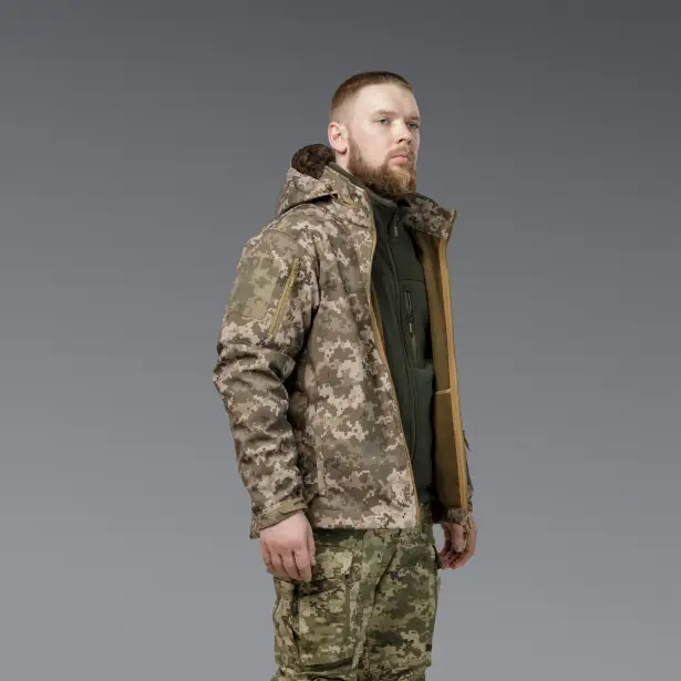 7 - Куртка тактична SoftShell APEX Shield Storm. Осінь-Весна Піксель. Розмір L