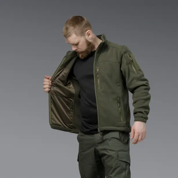 6 - Флісова тактична кофта на блискавці. Олива. Polyester. Розмір L