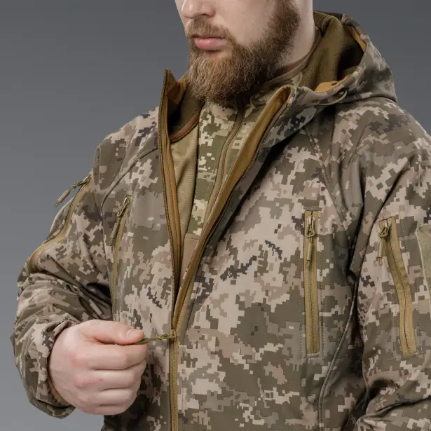 8 - Куртка тактична SoftShell APEX Flex. Осінь-Весна Піксель. Розмір XL