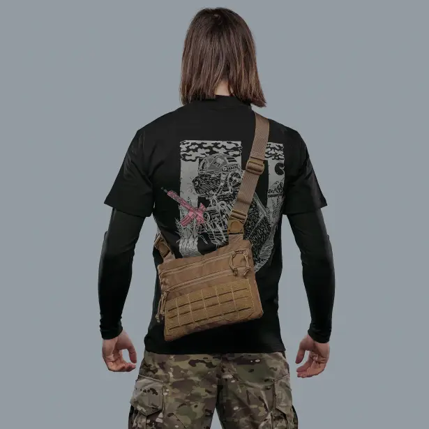 2 - Плечова однолямкова сумка. Збільшена. Cordura 1000D Койот