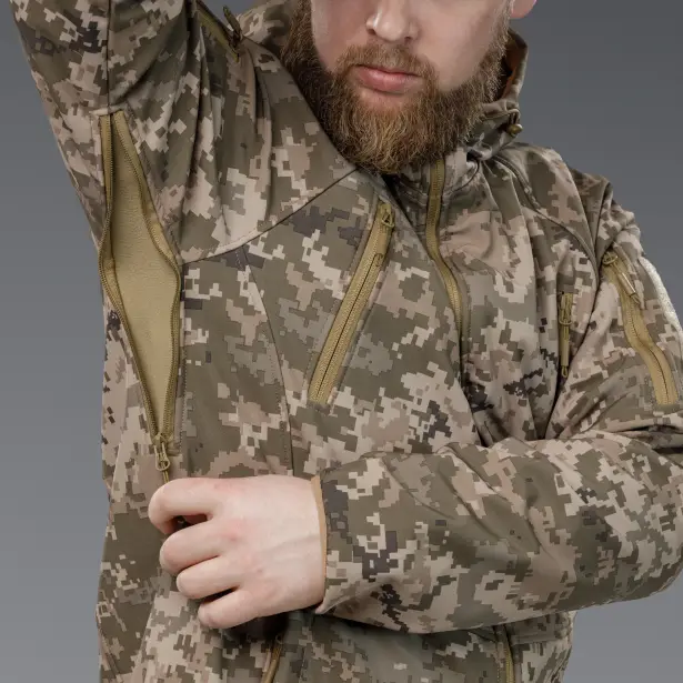 9 - Куртка тактична SoftShell APEX Flex. Осінь-Весна Піксель. Розмір XL
