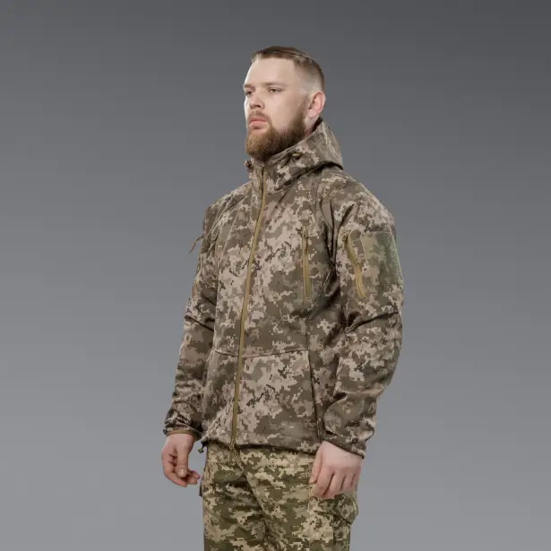 2 - Куртка тактична SoftShell APEX Flex. Осінь-Весна Піксель. Розмір XL