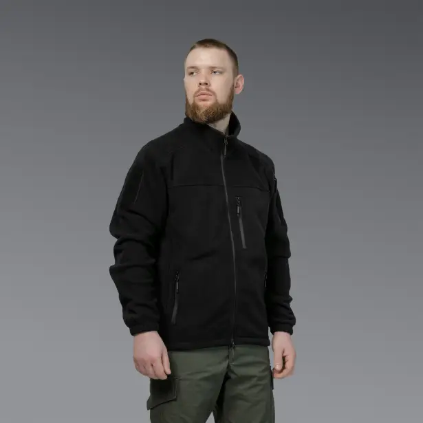 5 - Флісова тактична кофта на блискавці. Чорна. Polyester. Розмір S