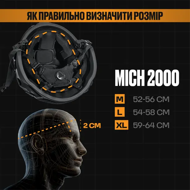 4 - Шолом тактичний MICH 2000 Балістичний NIJ IIIA. Олива. Розмір L