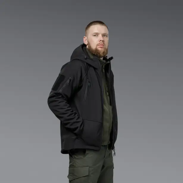 5 - Куртка тактична SoftShell APEX Flex. Осінь-Весна Чорний. Розмір XL