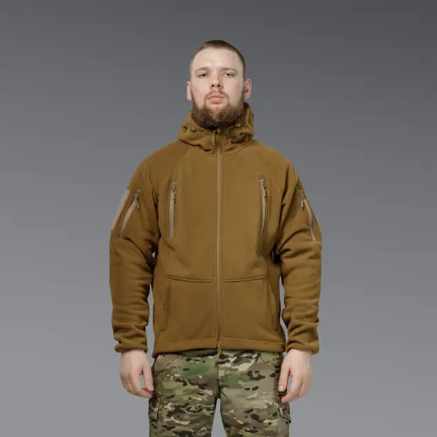 6 - Флісова тактична кофта з капюшоном. Койот. Polyester. Розмір S