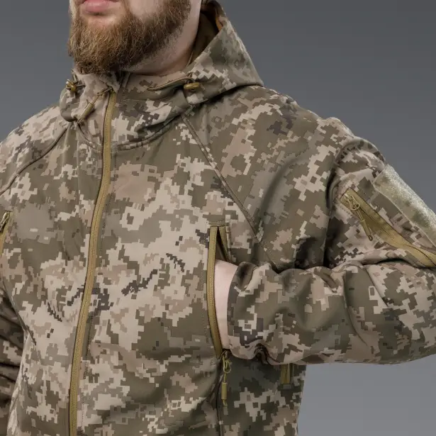 11 - Куртка тактична SoftShell APEX Flex. Осінь-Весна Піксель. Розмір XL
