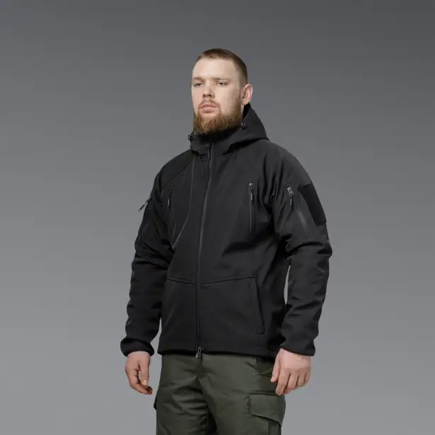 2 - Куртка тактична SoftShell APEX Flex. Осінь-Весна Чорний. Розмір XL