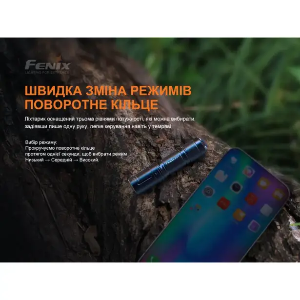 7 - Ліхтарик-брелок ручний Fenix E01 V2.0. Чорний