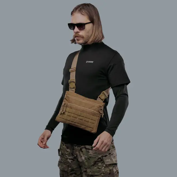 1 - Плечова однолямкова сумка. Збільшена. Cordura 1000D Койот