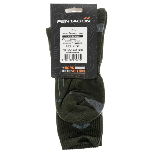 5 - Шкарпетки потовивідні Pentagon Iris Coolmax EL14011. Олива