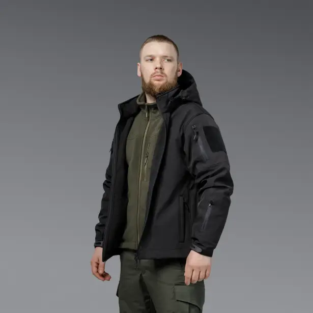 4 - Куртка тактична SoftShell APEX Shield Storm. Осінь-Весна Чорний. Розмір S