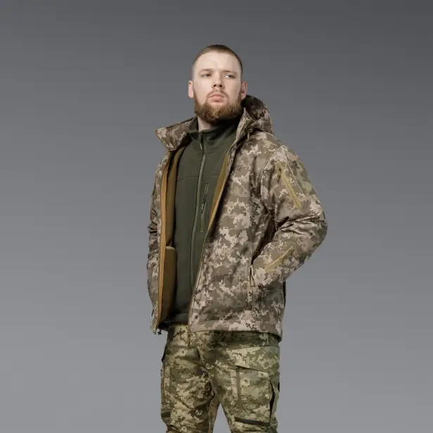 4 - Куртка тактична SoftShell APEX Shield Storm. Осінь-Весна Піксель. Розмір L