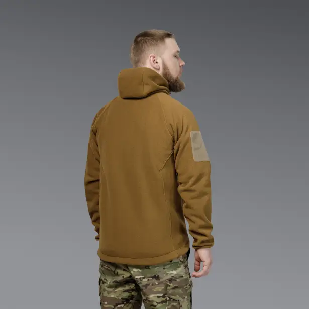 3 - Флісова тактична кофта з капюшоном. Койот. Polyester. Розмір S