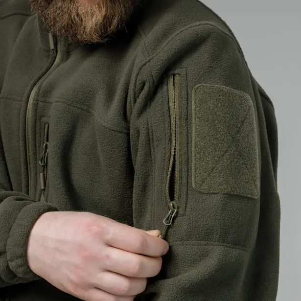 10 - Флісова тактична кофта на блискавці. Олива. Polyester. Розмір L